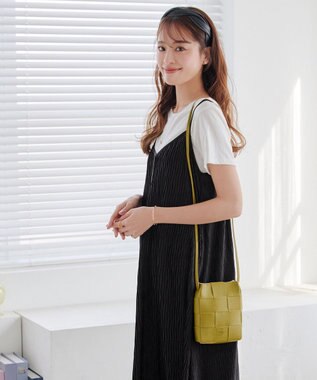 Tiaclasse 【2点セット・洗える】変形プリーツキャミワンピース＆Tシャツ ブラック