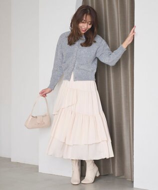 Feroux 【洗える】ランダムティアードスカート アイボリー系