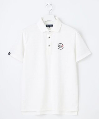 23区GOLF 【MEN】【吸水速乾・UVケア】ロゴジャガード 半袖ポロシャツ ホワイト系