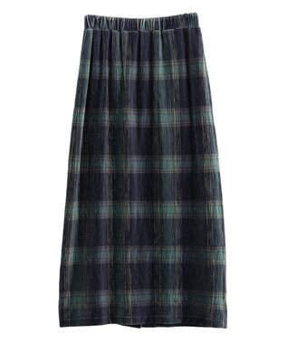 Green Parks 楊柳ベロアチェックＩラインスカート Navy