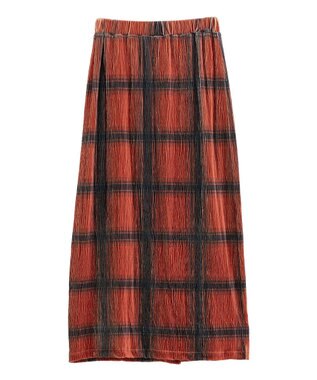 Green Parks 楊柳ベロアチェックＩラインスカート Red