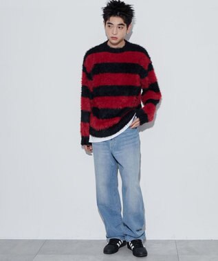 WEGO 【ユニセックスITEM着用】フェザーボーダープルオーバー レッドボーダー