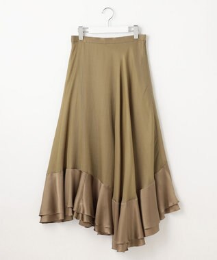 23区 【エステータ】ドレープサテン フレアスカート カーキ系