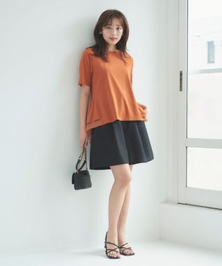 Feroux 【UVケア】バックペプラムチュニック Tシャツ オレンジ系