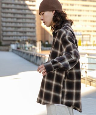 WEGO オンブレチェックシャツ ブラウンチェック1