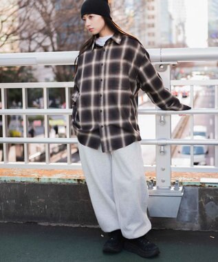 WEGO オンブレチェックシャツ ブラウンチェック1