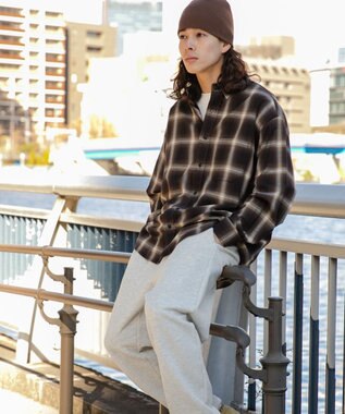 WEGO オンブレチェックシャツ ブラウンチェック1