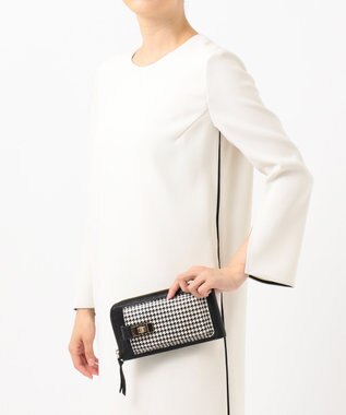 UNBILLION perche 牛革ハラコタイプ×ゴートモバイルウォレットショルダー ブラック