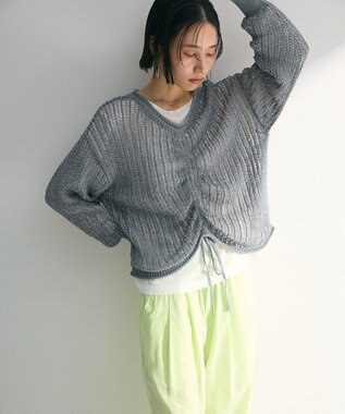 Green Parks ＳＥＴ２点２ｗａｙシャーリングニット＋インナー Gray