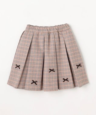 ANY KIDS リボン×チェック プリーツスカパン ブラウン×チェック