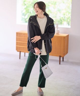 ANY 【洗濯機可/ストレッチ/ウエストゴム/裏起毛】マルチファンクションストレッチテーパードパンツ グリーン