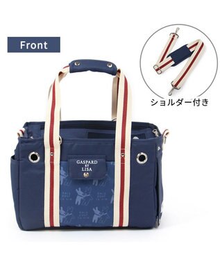 PET PARADISE リサとガスパール キャリーバッグ であい柄 【超小型犬】 紺（ネイビー・インディゴ）