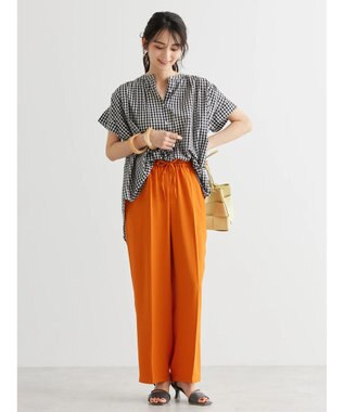 AMERICAN HOLIC フレンチスリーブバック切替シャツ Check Black