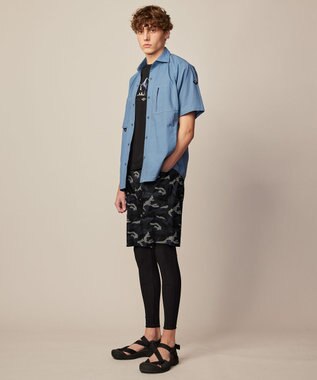 JOSEPH ABBOUD MOUNTAIN 【軽量/ECO撥水/ストレッチ/男女兼用】ライトワッシャー アウトドア 半袖 シャツ サックスブルー系