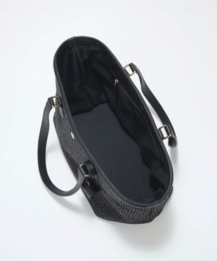 TOPKAPI 【Breath TOPKAPI】サングラスホルダー付き レザーコンビ カゴバッグ L ブラック