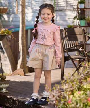 ANY KIDS フラワー 刺繍 キュロット ベージュ