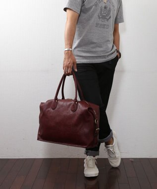 UNBILLION Otias シュリンクタイプ合皮タウンボストンバッグ ワイン