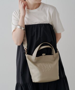 russet エンボスモノグラム2WAYタウントートバッグ(CE-1672-WEB) GrayBeige