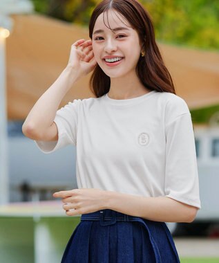 Tiaclasse 【洗える】刺繍ロゴカットソーTシャツ アイボリー