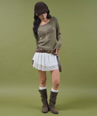 WEGO レイヤードグラフィックTOP カーキ