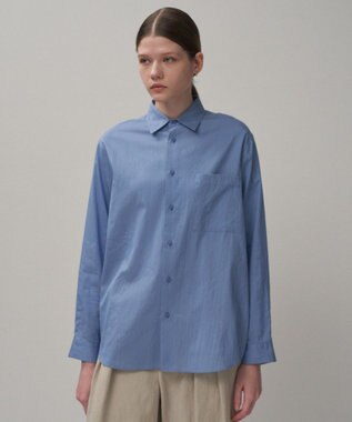 ATON COTTON SILK | スタンダードシャツ SAX
