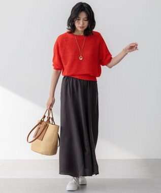 23区 【洗える】ピュアリネン パフスリーブ ニット トマト系