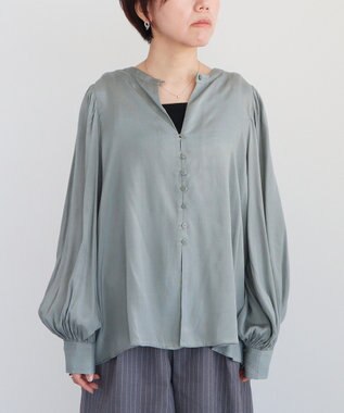 CRAFT STANDARD BOUTIQUE インド製 ボリュームスリーブブラウス Gray