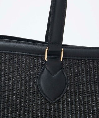 TOPKAPI 【Breath TOPKAPI】サングラスホルダー付き レザーコンビ カゴバッグ L ブラック