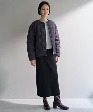 UNFILO ポリエステルフォルム Ｉラインスカート ブラック