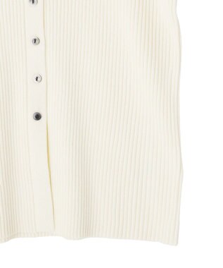 Green Parks 襟付きリブニットカーディガン Ecru