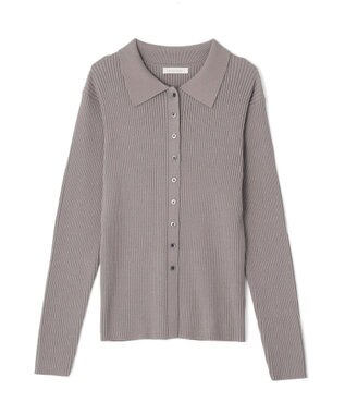 Green Parks 襟付きリブニットカーディガン Gray