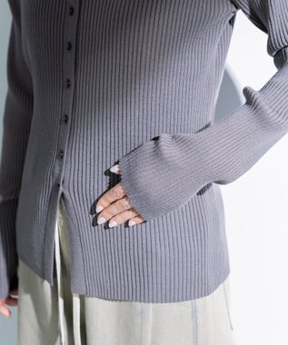 Green Parks 襟付きリブニットカーディガン Gray