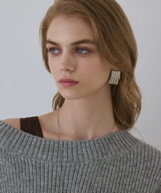 GRACE CONTINENTAL サテンレースニットワンピース グレー