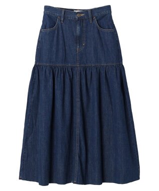 earth music&ecology Ｌｅｅ×ｅ．ｍ．ａ．ｅ．デニムフリルスカート Medium Indigo
