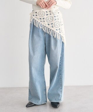 earth music&ecology マルチクロシェスカーフ Ivory