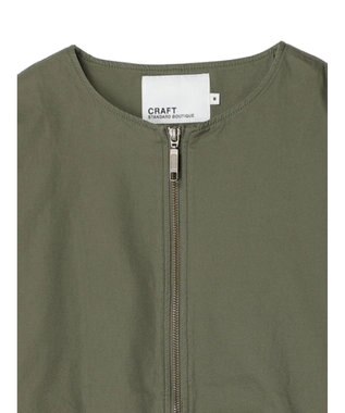 CRAFT STANDARD BOUTIQUE コットンギャバジンノーカラーＺＩＰブルゾン Khaki