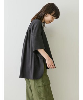 AMERICAN HOLIC 接触冷感スキッパーバックギャザーブラウス Black