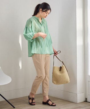 ANY バルーンスリーブスキッパーブラウス グリーン