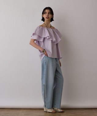 GRACE CONTINENTAL フリルオフショルトップ ラベンダー