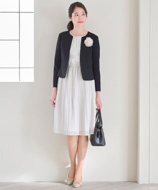 ANY SIS 【セットアップ対応】セレモニーダブルクロス ノーカラー ジャケット ブラック