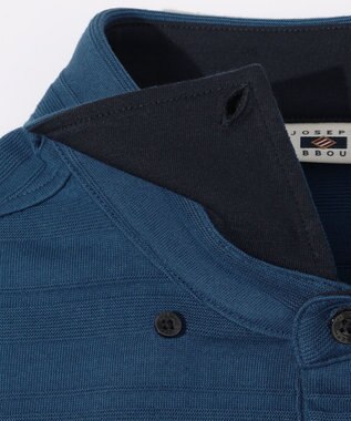 JOSEPH ABBOUD クールビズ【オーガニックコットン使用・日本素材】リンクスボーダー ポロシャツ ダルブルー系