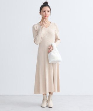 earth music&ecology 襟レースニットワンピース Ivory