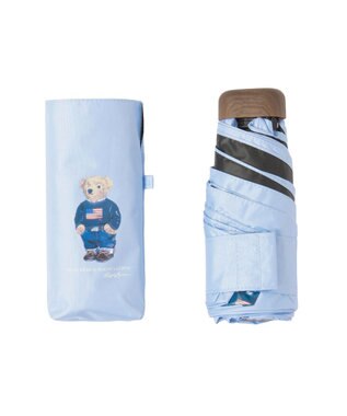MOONBAT 【WEB限定】POLO RALPH LAUREN(ポロ ラルフローレン) 晴雨兼用日傘 折りたたみ傘 コンパクト ポロベア 一級遮光 遮熱 UV サックスブルー