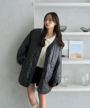 earth music&ecology キルティングハーフコート Black