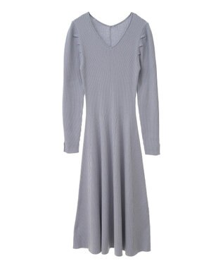 earth music&ecology 襟レースニットワンピース Sax