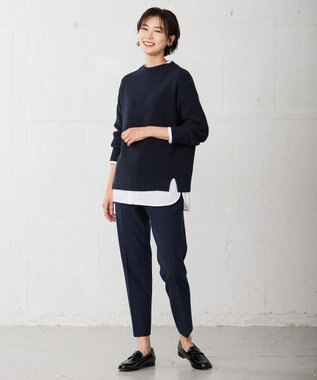 J.PRESS LADIES 【洗える】2way thermoサキソニー テーパード パンツ ネイビー系