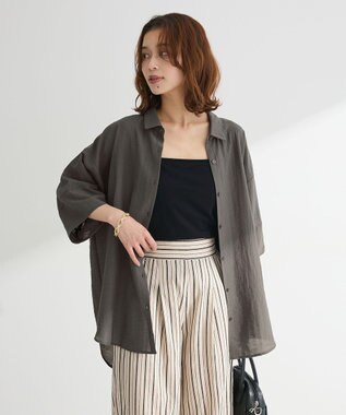 Green Parks ・ＥＬＥＮＣＡＲＥ　ＤＵＥシアーボリュームスリーブシャ Charcoal Gray