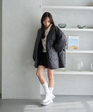 earth music&ecology キルティングハーフコート Black