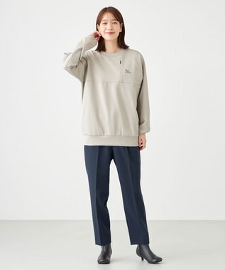 SHARE PARK LADIES 【洗える】ダブルクロスストレッチパンツ ネイビー