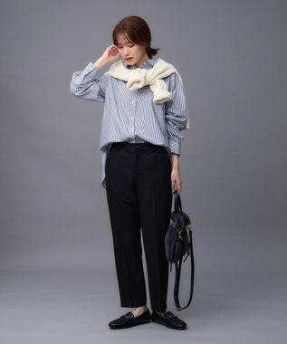 ANY 【ウエストゴム/リントラク加工/裏起毛/ストレッチ】シークレットウォーム　テーパードパンツ ブラック